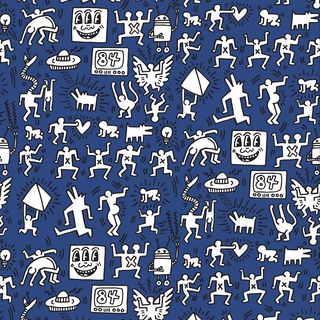 Keith Haring, Three Eyed Face Wallpaper (Deep Blue Sea)