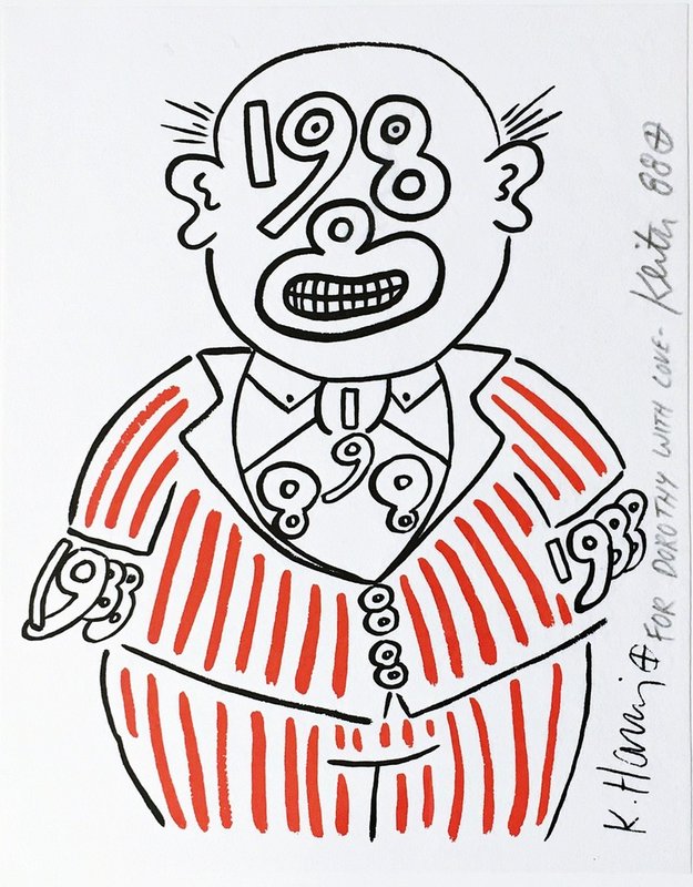 view:25693 - Keith Haring, 1988 Man, Signed and inscribed to Dorothy Berenson Blau - 