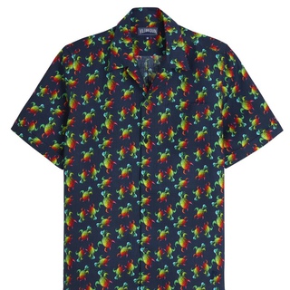 Vilebrequin x Kenny Scharf - Men Bowling Shirt Linen Tortues Rainbow Multicolor art for sale