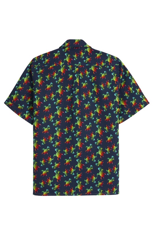 view:67207 - Kenny Scharf, Vilebrequin x Kenny Scharf - Men Bowling Shirt Linen Tortues Rainbow Multicolor - 