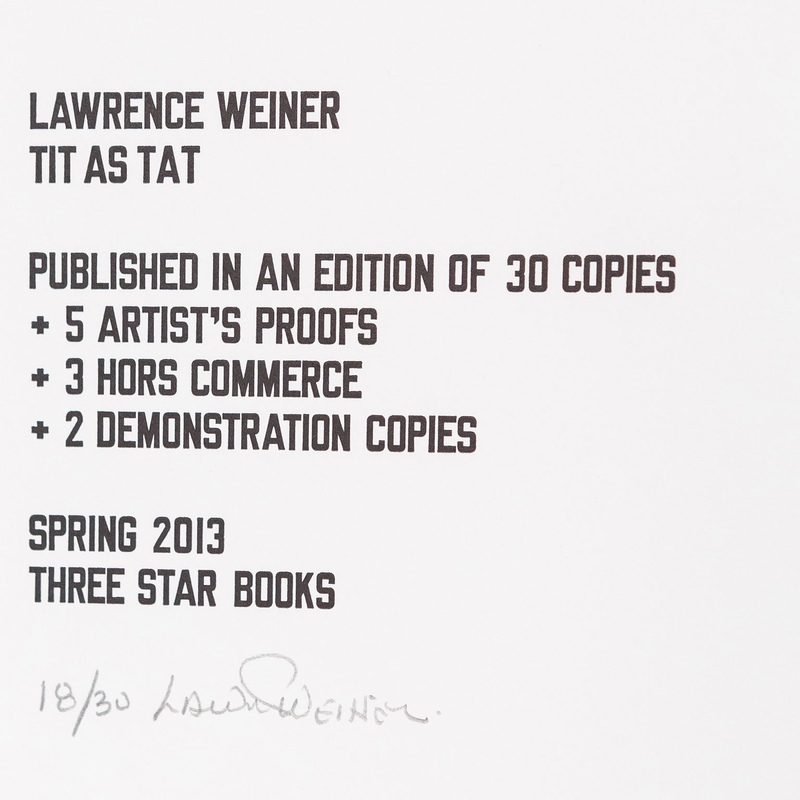 view:65207 - Lawrence Weiner, Tit as Tat - 