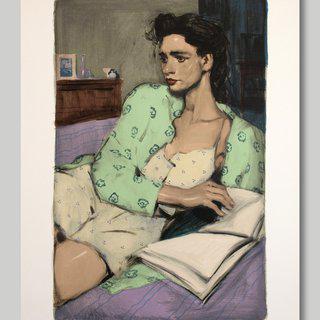 Reading in Bed art for sale