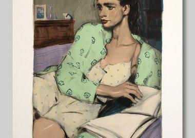 work by Malcolm Liepke - Reading in Bed #:70994