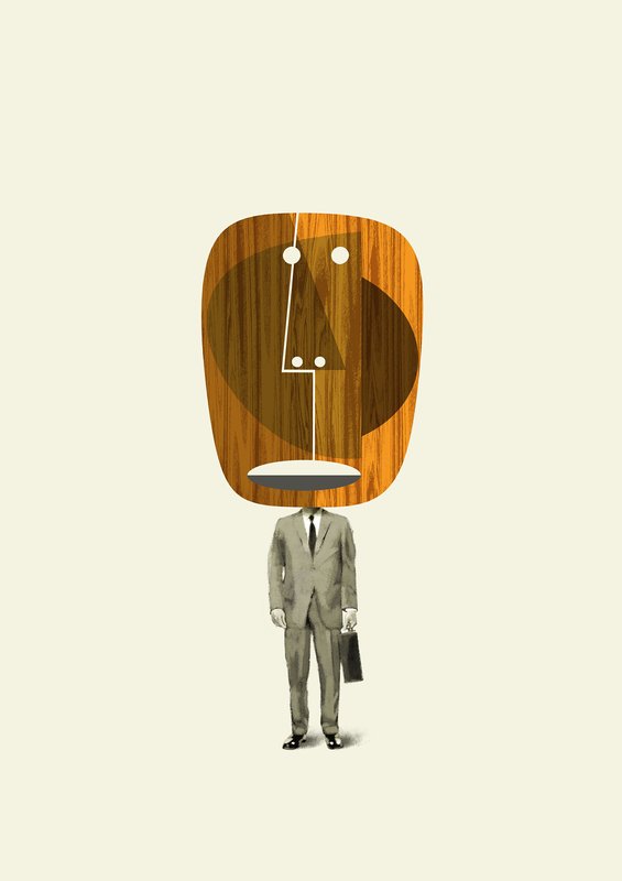 by marcel-ceuppens - Man with Wooden Mask