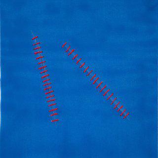 Mario Bigetti, Oblique Seams on Blue