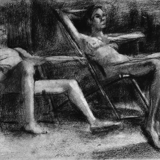 Matthew McConville, Untitled Drawing (Two Figures on Lawn Chairs)