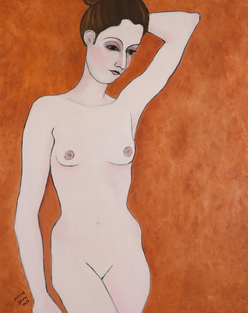 Maxine Smith - Nude with  turtoise shell background, Painting