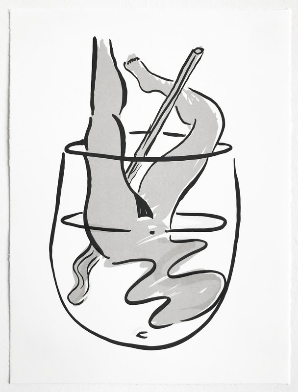 Martini Glass Line Drawing Print: Modern Art Prints by Culver and