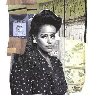 Mickalene Thomas, Clarivel with Black Blouse and White Ribbon