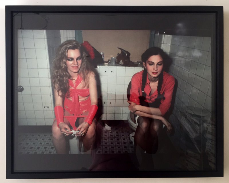 Cookie and Millie in the Girls' Bathroom at the Mudd Club, NYC, 1979, by Nan Goldin