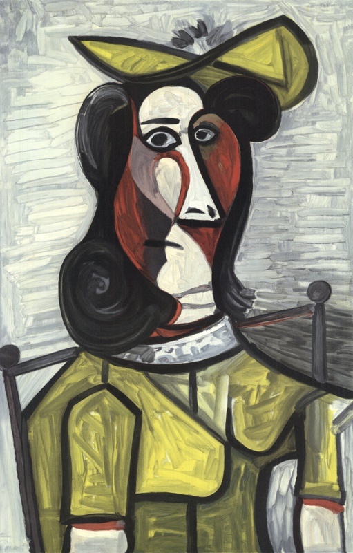 view:86904 - Pablo Picasso, Portrait de Femme au Chapeau et a la Robe Vert Jaune - 