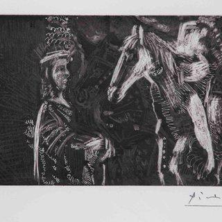Old Man and Woman Leaning On The Neck of His Horse art for sale