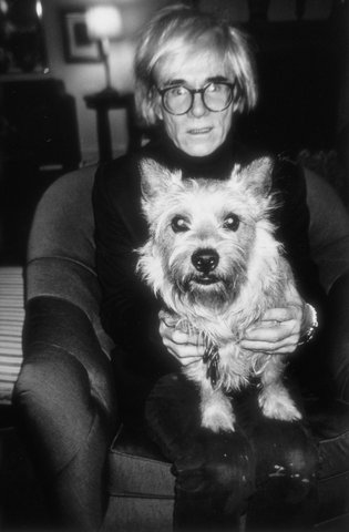 Paige Powell - Andy Warhol with Judith Leiber's dog Sterling