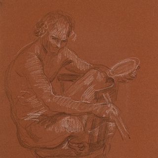Paul Cadmus, Painter Crouching on a Chair