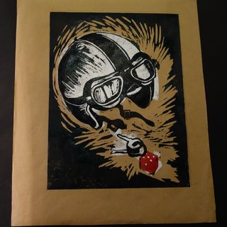 Crash Helmet (Green and Black) art for sale