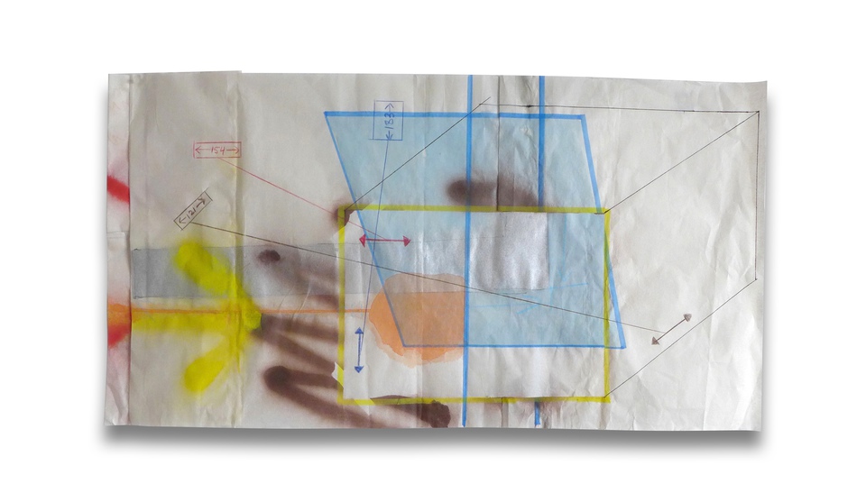 Peter Soriano - Paris - Ober (Blue Tarp), Work on Paper