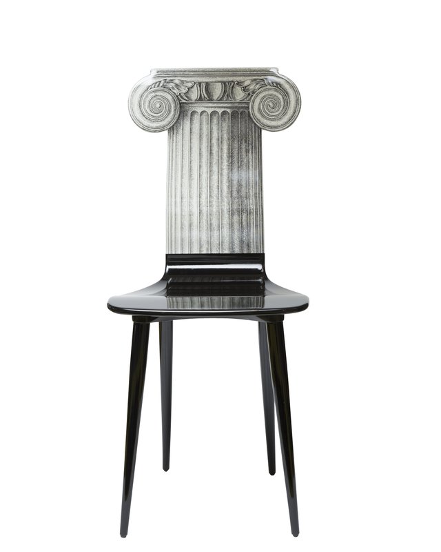Piero Fornasetti Capitello Jonico Chair Blk Wht For Sale