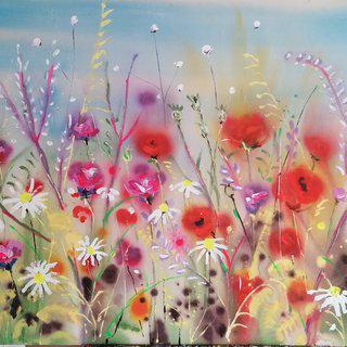Daisies and poppies art for sale