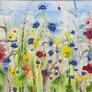 Poppies among the cornflowers art for sale