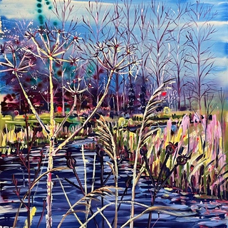 Where the reeds bend in the cool breeze art for sale