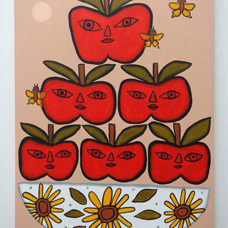 Apple Bowl with Three Little Moths art for sale