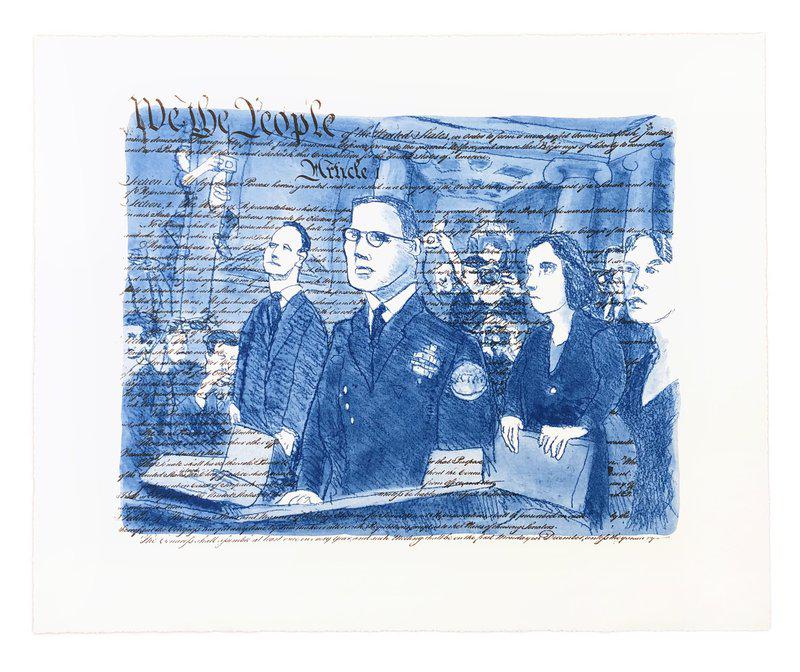 view:45075 - Red Grooms, Untitled (Trump Impeachment Trial), Suite of Five Lithographs - 