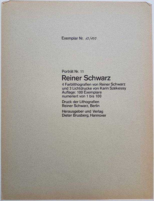 view:29438 - Reiner Schwarz, Portfolio "Portrait #11 - Reiner Schwarz" with Karin Szekessy - 
