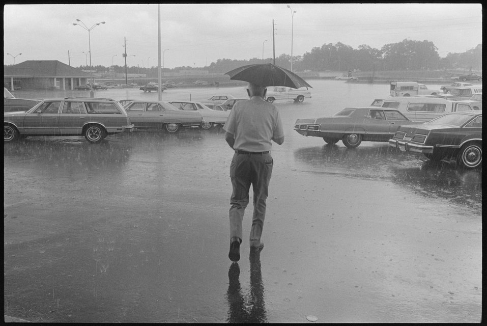 Richard Leo Johnson Man With Umbrella In Parking Lot For Sale Artspace