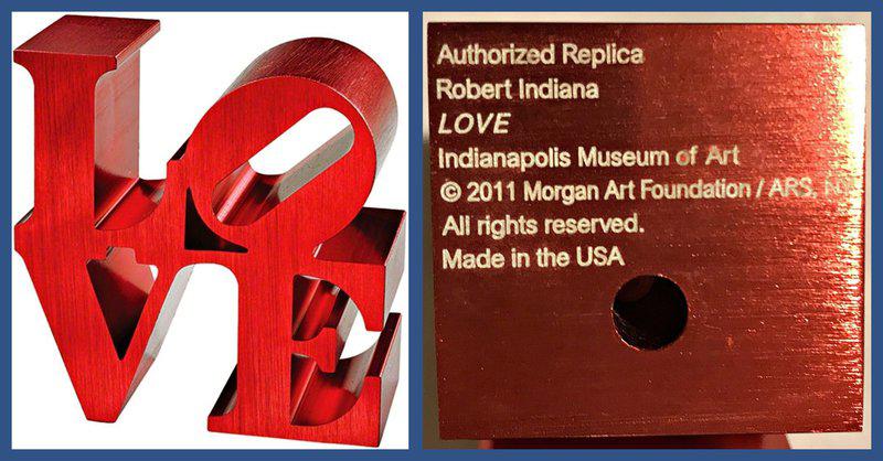 view:45845 - Robert Indiana, LOVE (Limited Edition Artist Authorized, with Incised Indianapolis Museum of Art & Morgan Foundation Stamp and Artist Copyright) - 