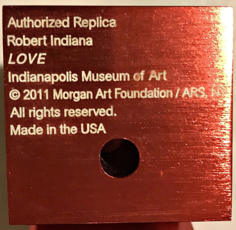 view:28434 - Robert Indiana, LOVE (Limited Edition Artist Authorized, with Incised Indianapolis Museum of Art & Morgan Foundation Stamp and Artist Copyright) - 