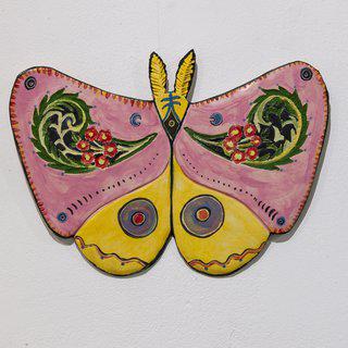 Moth (ceramic wall sculpture with Austrian floret design) art for sale
