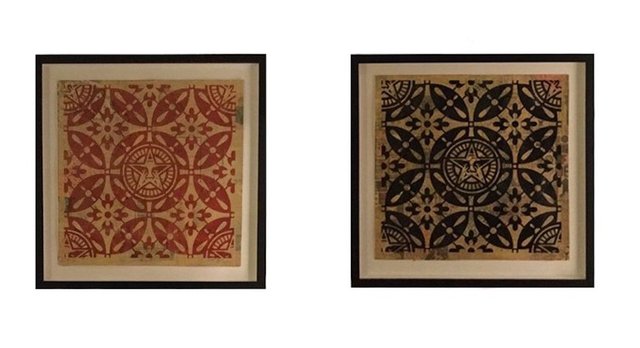 Shepard Fairey - Japanese Pattern (Red) and Japanese Pattern (Black)