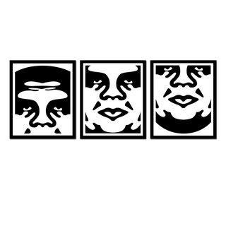 Obey 3-face white, triptych art for sale