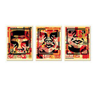 Obey 3-face collage, triptych art for sale