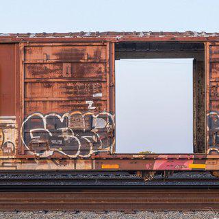 "Boxcar WP 38195" Passing West, freight train car series art for sale