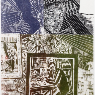 Thomas Kilpper, Nzingalisa (after a woodcut of the same name by LaToya M. Hobbs, 2018) presents a woodcut from “My Book of Hours”, 1920 by Frans Masereel, 2024