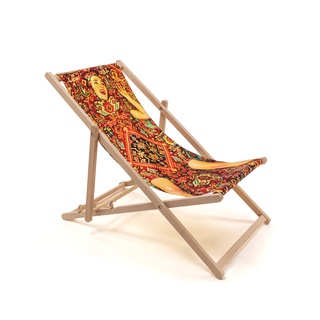 Toiletpaper Wooden Folding Deck Chair - LADY ON CARPET art for sale