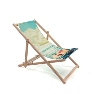 Toiletpaper Wooden Folding Deck Chair - GIRL IN THE SEA art for sale