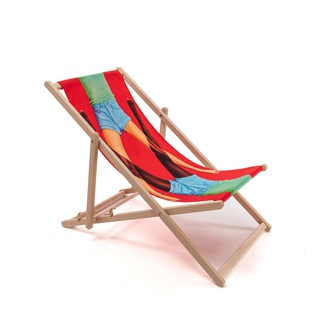 Toiletpaper Wooden Folding Deck Chair - SCISSORS art for sale