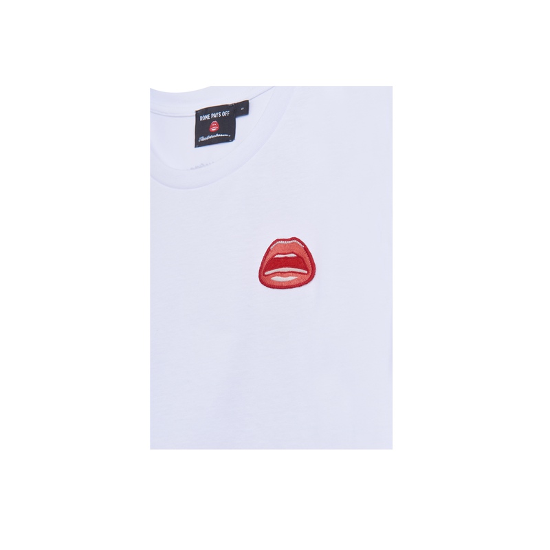 view:85028 - Tom Wesselmann, Mouth Icon Patch T-Shirt (Unisex) - White - 