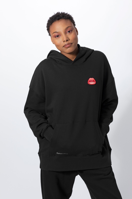 view:71190 - Tom Wesselmann, Mouth Icon Patch Hoodie, Black (Unisex) - 