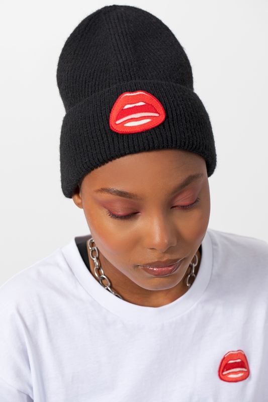 view:85050 - Tom Wesselmann, Mouth Icon Patch Knit Beanie - 