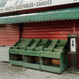 Empty Vegetable Stand On Valentine’s Day, looking east from 3rd Ave & 110th, NYC art for sale