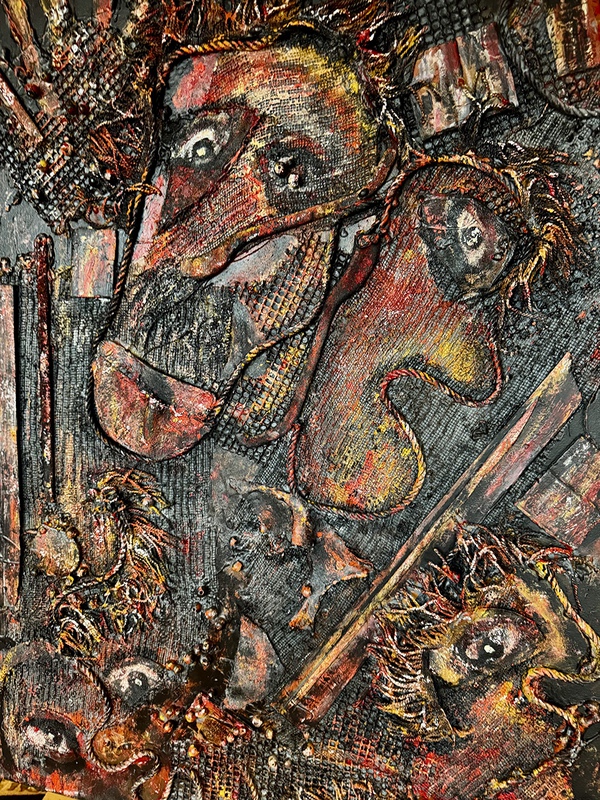 picture of the exhibition location Six Generations of DNA acrylics, mixed media assemblage 40” x 30” x 2”
