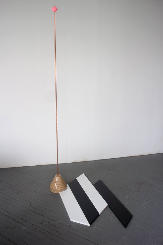 picture of the exhibition location Formula 2, 2016, Copper coated steel rod and painted MDF, 244x140x96 cm