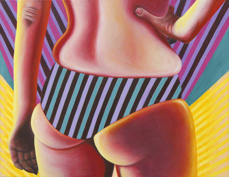 picture of the exhibition location "Backside Muffin Top" oil on linen, 16 x 20 inches
