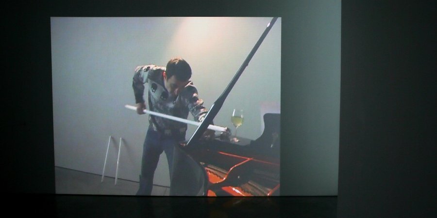 A video still from Nicolas Guagnini's documented 2009 perfomance 'Wrong.' 