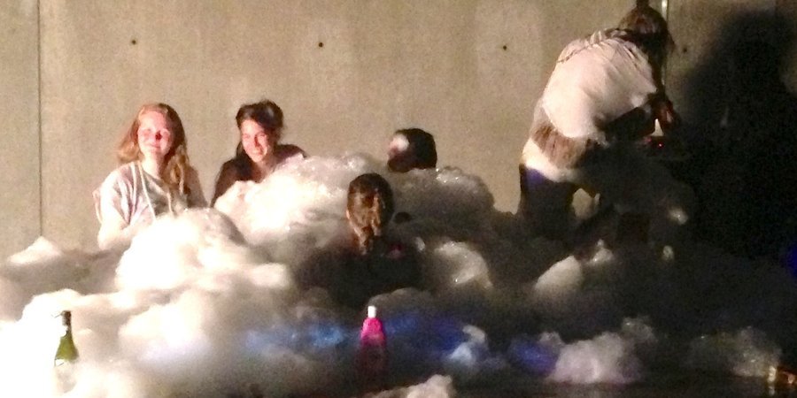A few of Kjartansson's Icelandic friends, pictured here in a soapy tub, joined him for the performance "Civilization: Monumental Materialism" last Friday night at PS1. 