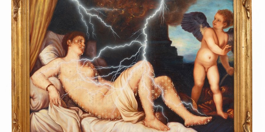 Zevs' "Illuminated Titian, Danae with Eros"