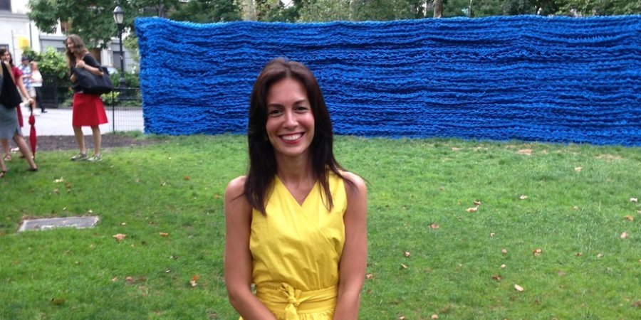 Orly Genger at the closing celebration for her Madison Square Park installation, "Red, Yellow, and Blue."